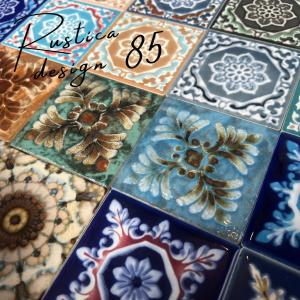 アンティーク デザインタイル 150角 花 マジョリカタイル 大正ロマン