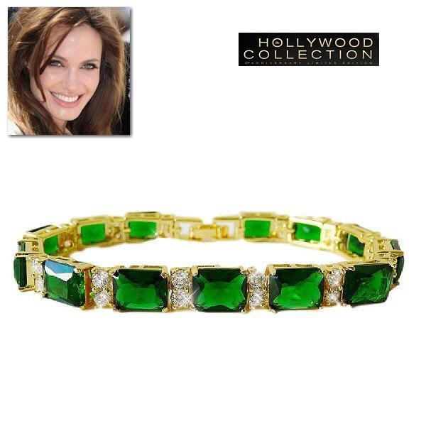ブレスレット レディース エメラルド グリーン 18金 18KGP テニス