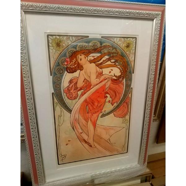 ミュシャ 絵画 シルクスクリーン版画 ミュシャ 「ダンス」インテリア