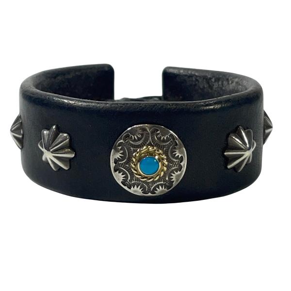 goro's（ゴローズ） 金縄TQ ターコイズ コンチョ レザーブレス 星