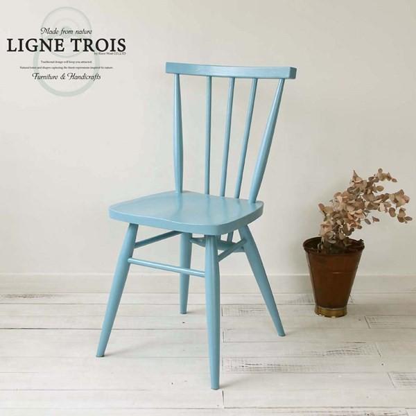 スティックバックチェアー 無垢 水色 椅子 イギリス アンティーク