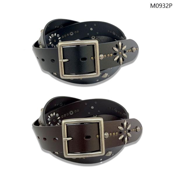 爆買 フラワースタッズ ギャリソンベルト 40mm 本革 レザーベルト 牛革