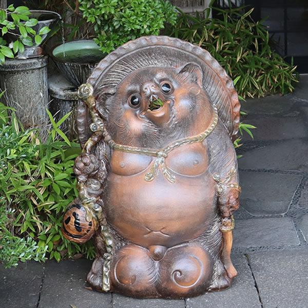 信楽焼 35号福々ひねり狸 たぬき タヌキ 古狸庵 開運 縁起物 可愛い