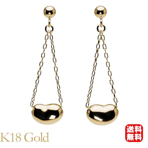 ピアス k18 イエローゴールド 18k 18金 スタッドピアス ビーンズ