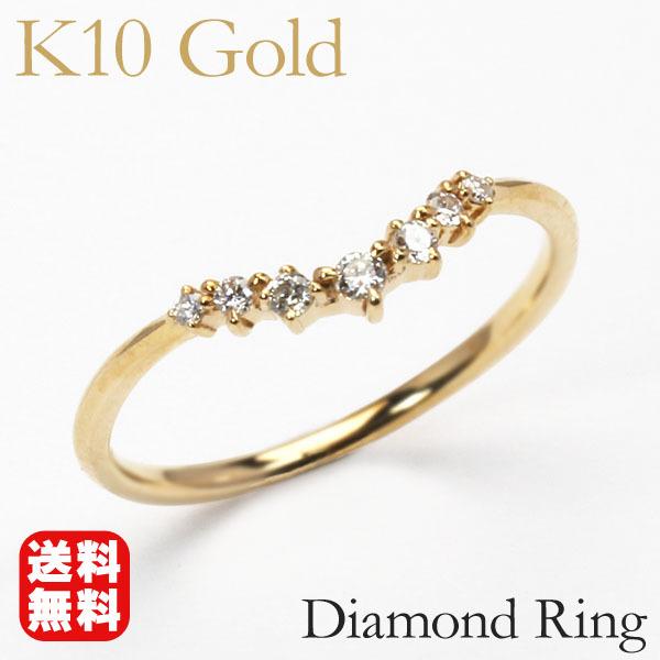 イエローゴールド 指輪 ダイヤモンド リング k10 10k 10金 ダイヤ ユニ