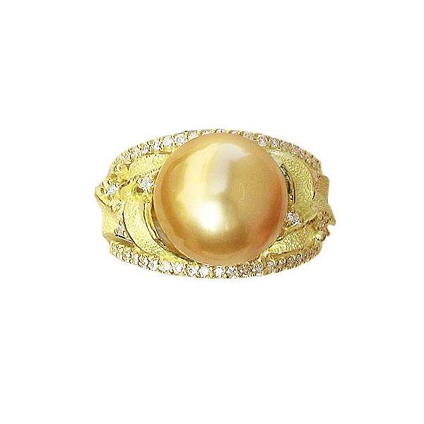 真珠 リング 指輪 南洋白蝶真珠 ゴールド系 11mm 18金 k18 ゴールド
