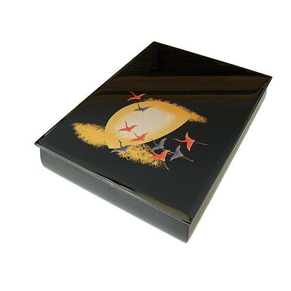 文箱 文庫 ファイルボックス 月に飛鶴 木製 漆器 ぶんこ 結婚祝い 御祝