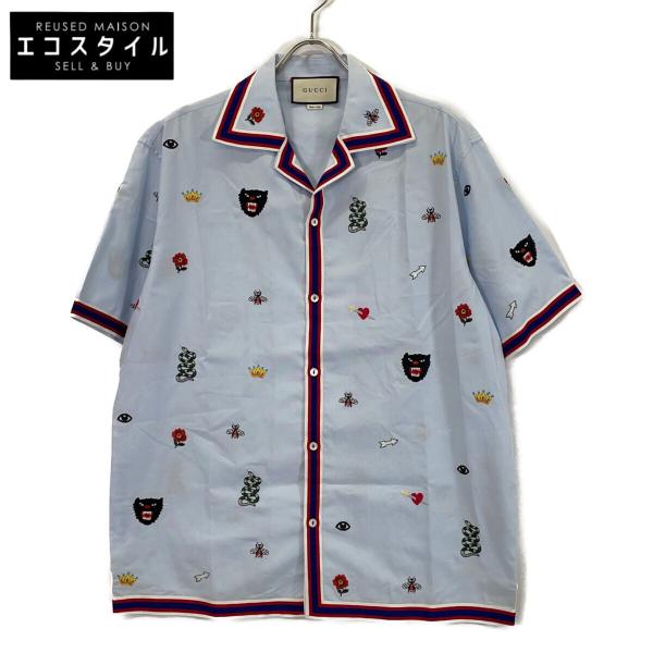 GUCCI（グッチ） 521782 18年 ライトブルー エンブロイダリー 総柄
