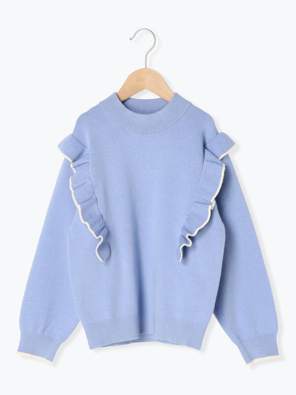 配色フリルニットプルオーバー（トップス/ニット・セーター）【セール