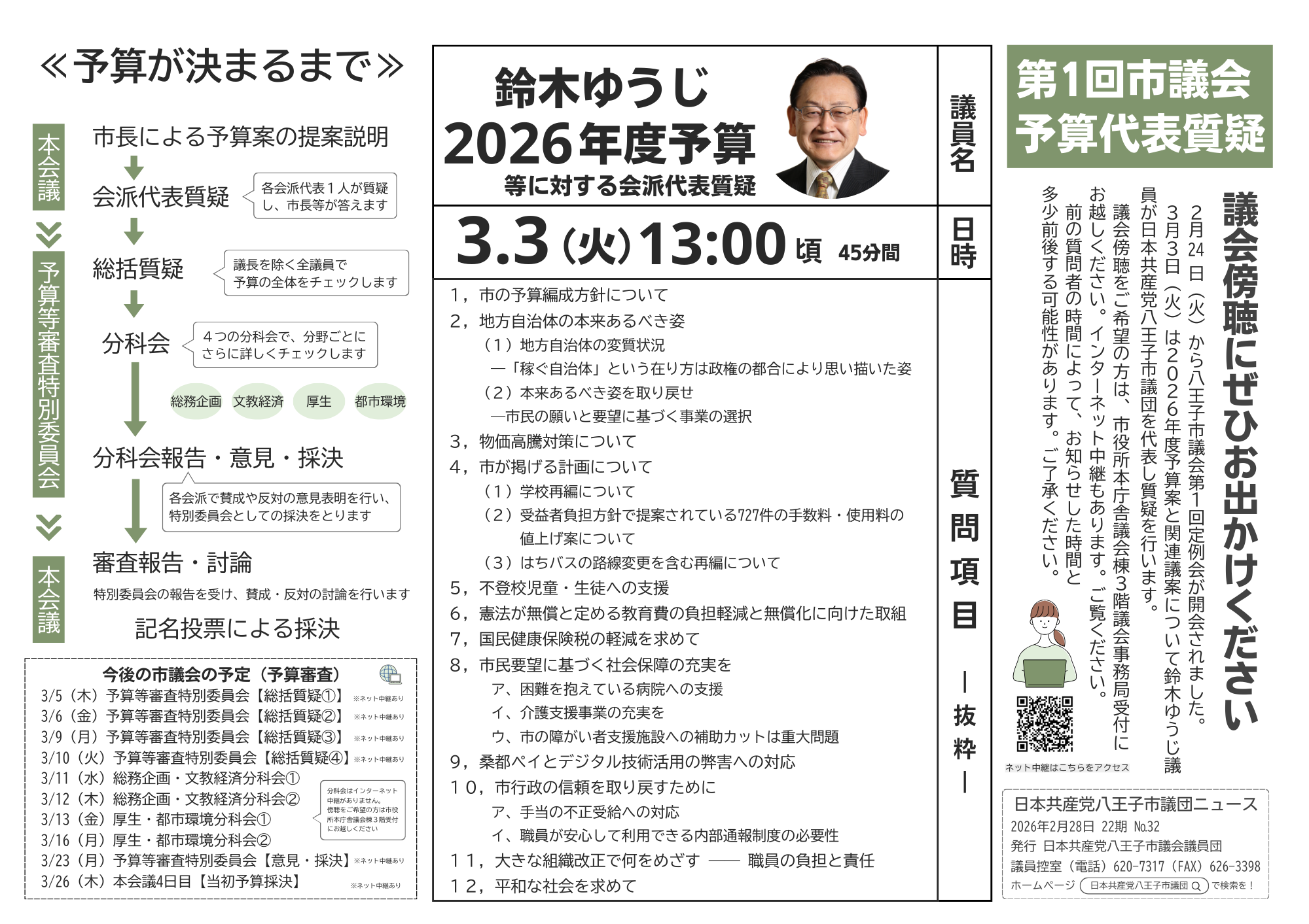 八王子市議団ニュース22期 No.32 | 八王子市議団｜日本共産党