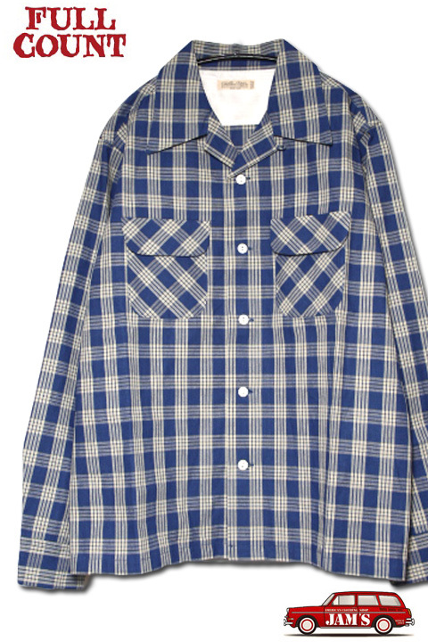FULLCOUNT」INDIGO PALAKA CHECK OPEN COLLAR SHIRT フルカウント