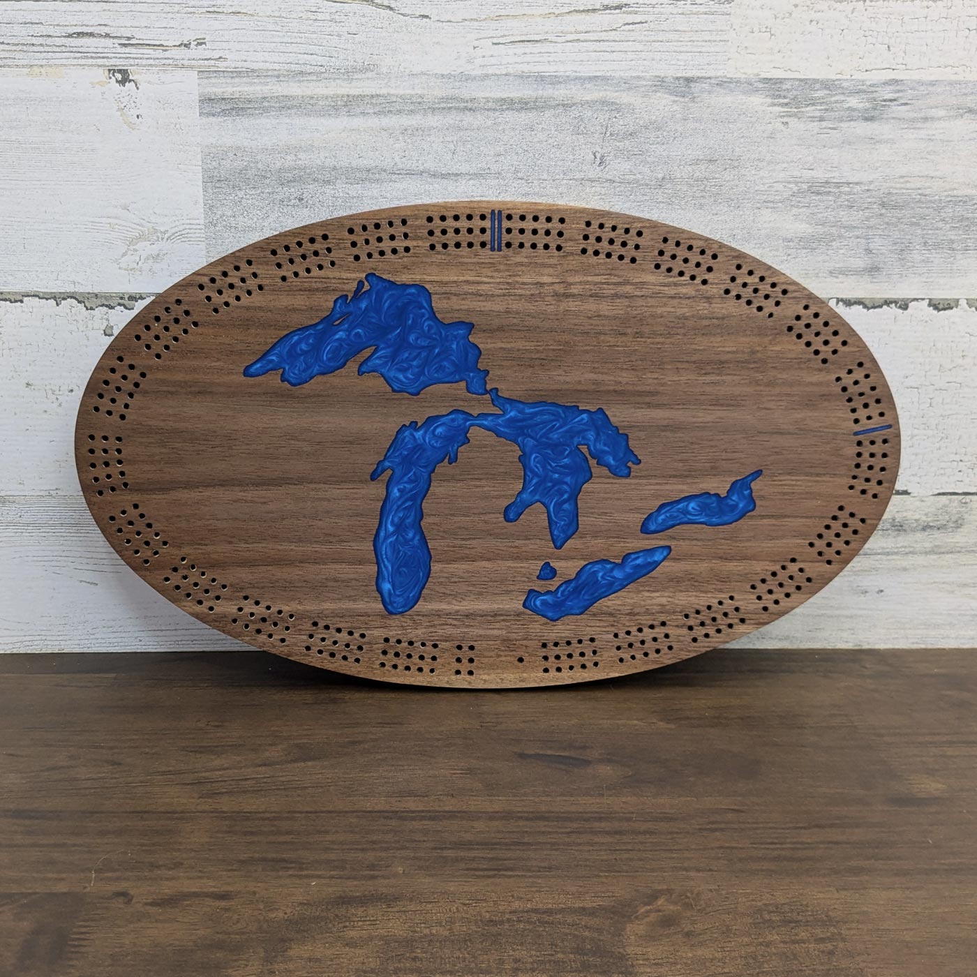Cribbage Board without Scoring- Great Lakes - Jandi Creations