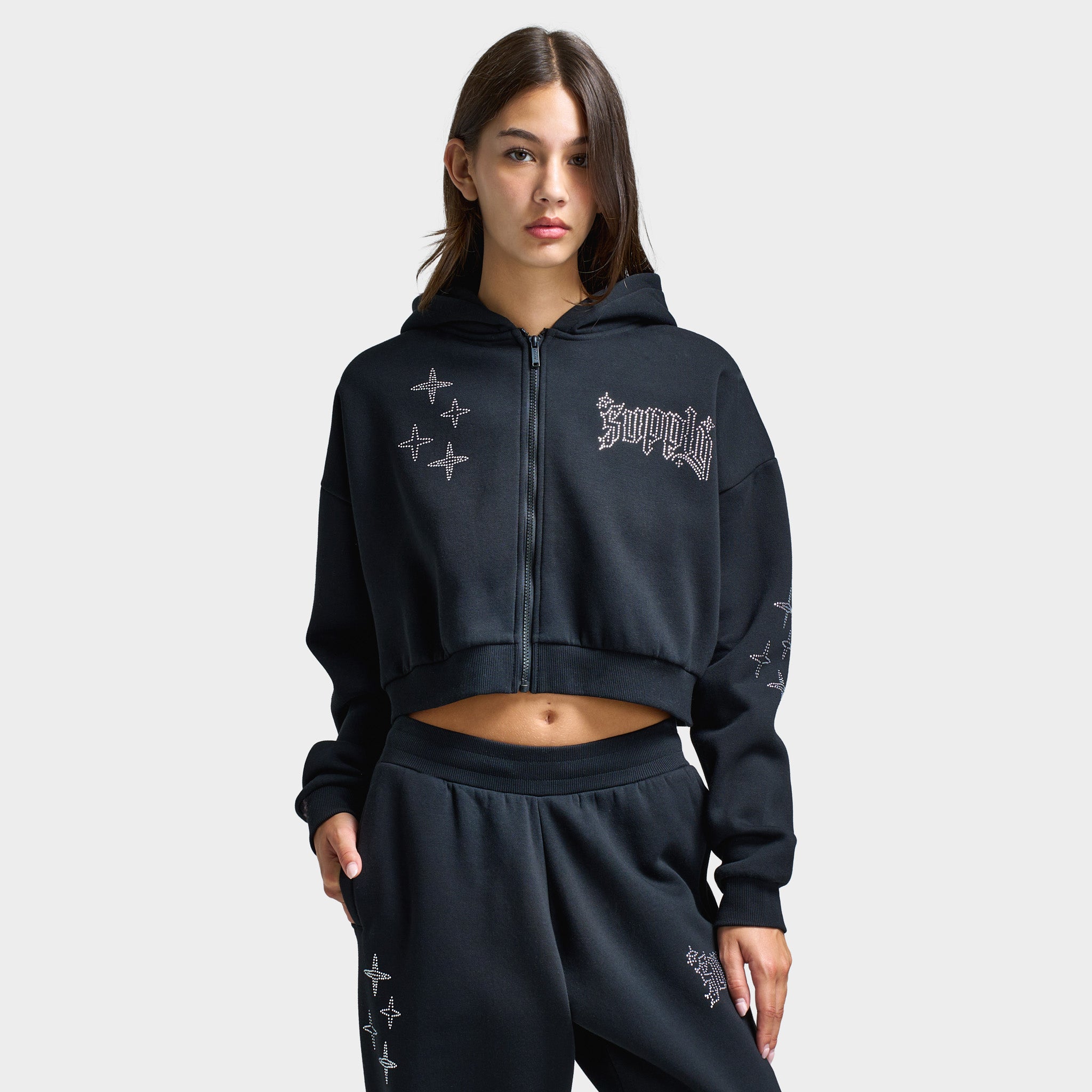 Supply & Demand Women's Kella Cropped Fullzip Hoodie / Black – JD