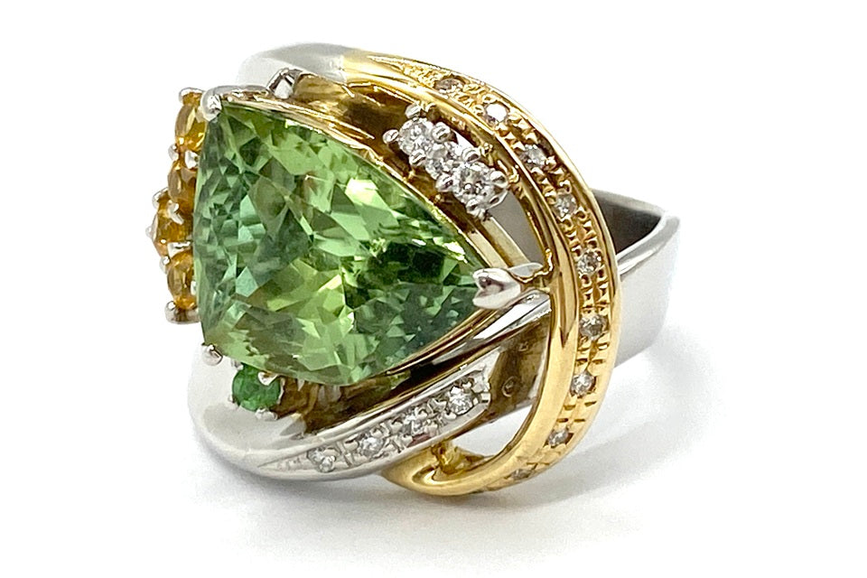 Green Tourmaline K18WG/YGグリーントルマリン イエローサファイヤ
