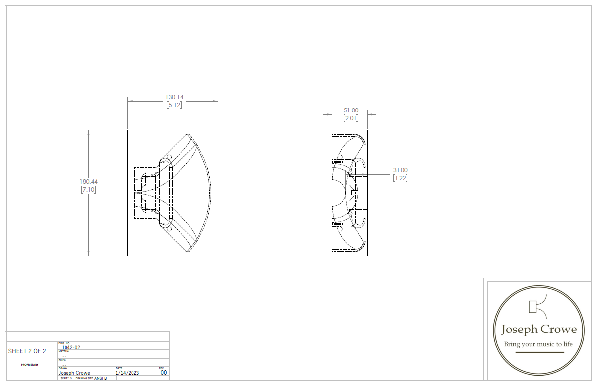 3D-CAD File for E-800 Biradial Wood Horn for Altec 604-8G Coaxial