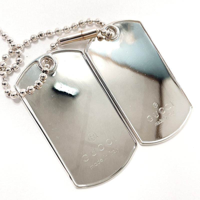 GUCCI Necklace dog tag double plate Ball chain Silver925 Silver