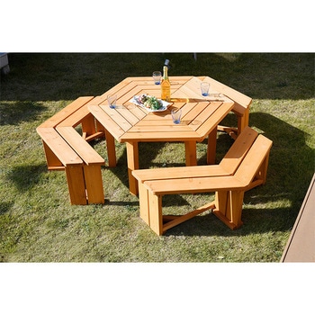 HXT-135SBR 天然木製 ガーデンテーブル(4点セット) BBQ仕様 1セット