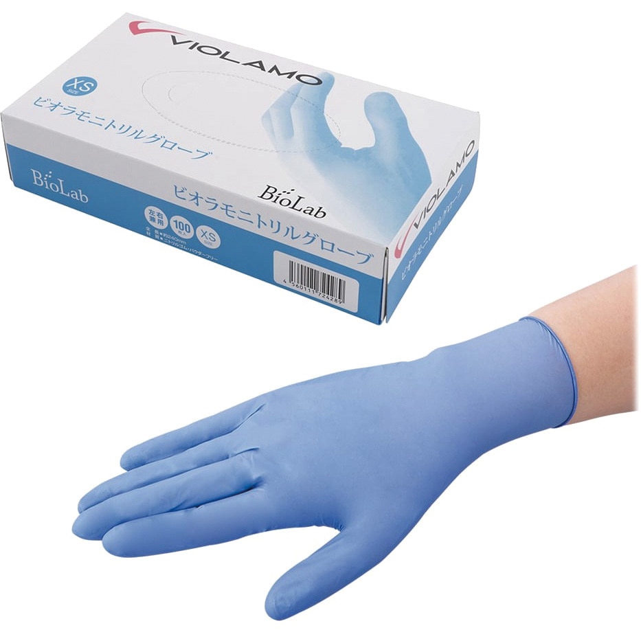 ビオラモニトリルグローブ VIOLAMO(ビオラモ) 粉無 ブルー色 100枚入
