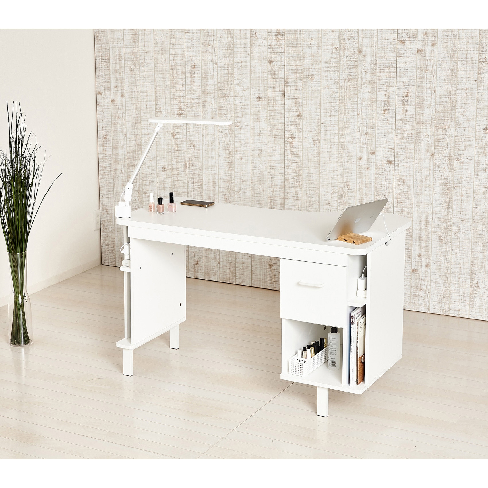 32671 ネイルデスク クロシオ ホワイト色 組立式仕様 メラミン樹脂化粧