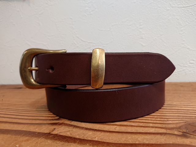 撮影使用モデル】ナローベルト 栃木レザー【チョコレートブラウン