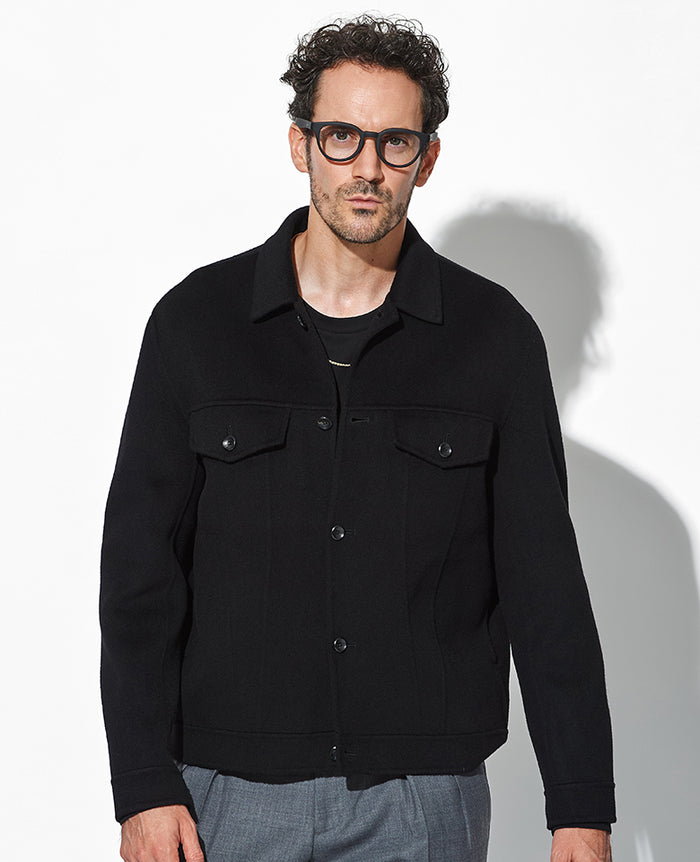 ウール/カシミヤ ダブルフェイスビーバー トラッカージャケット