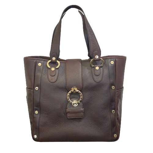 BVLGARI ブルガリ トートバッグ バッグ レザー 25942ダークブラウンの