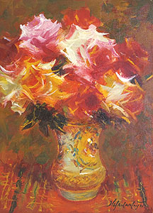 山本彪一「バラ」油彩4号