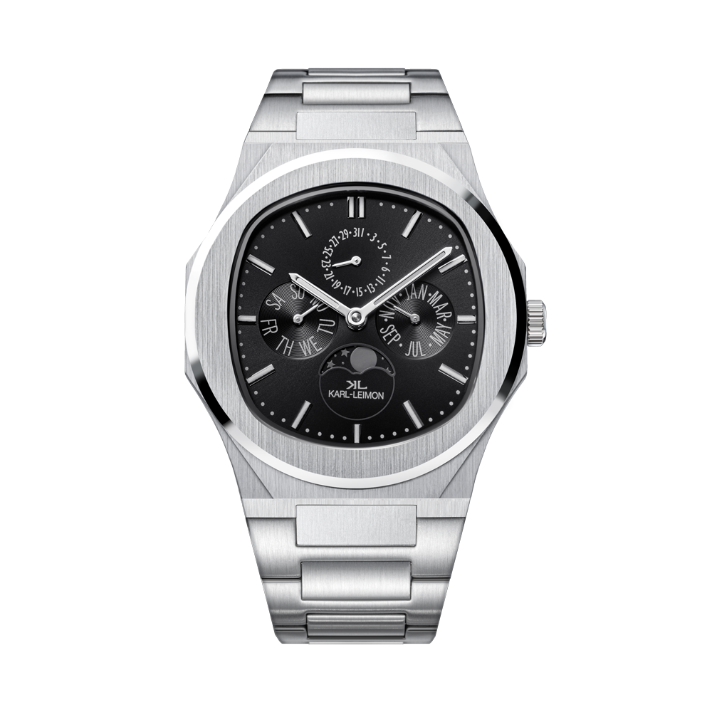 Triple Calendar Moonphase BLACK - KARL-LEIMON Watches