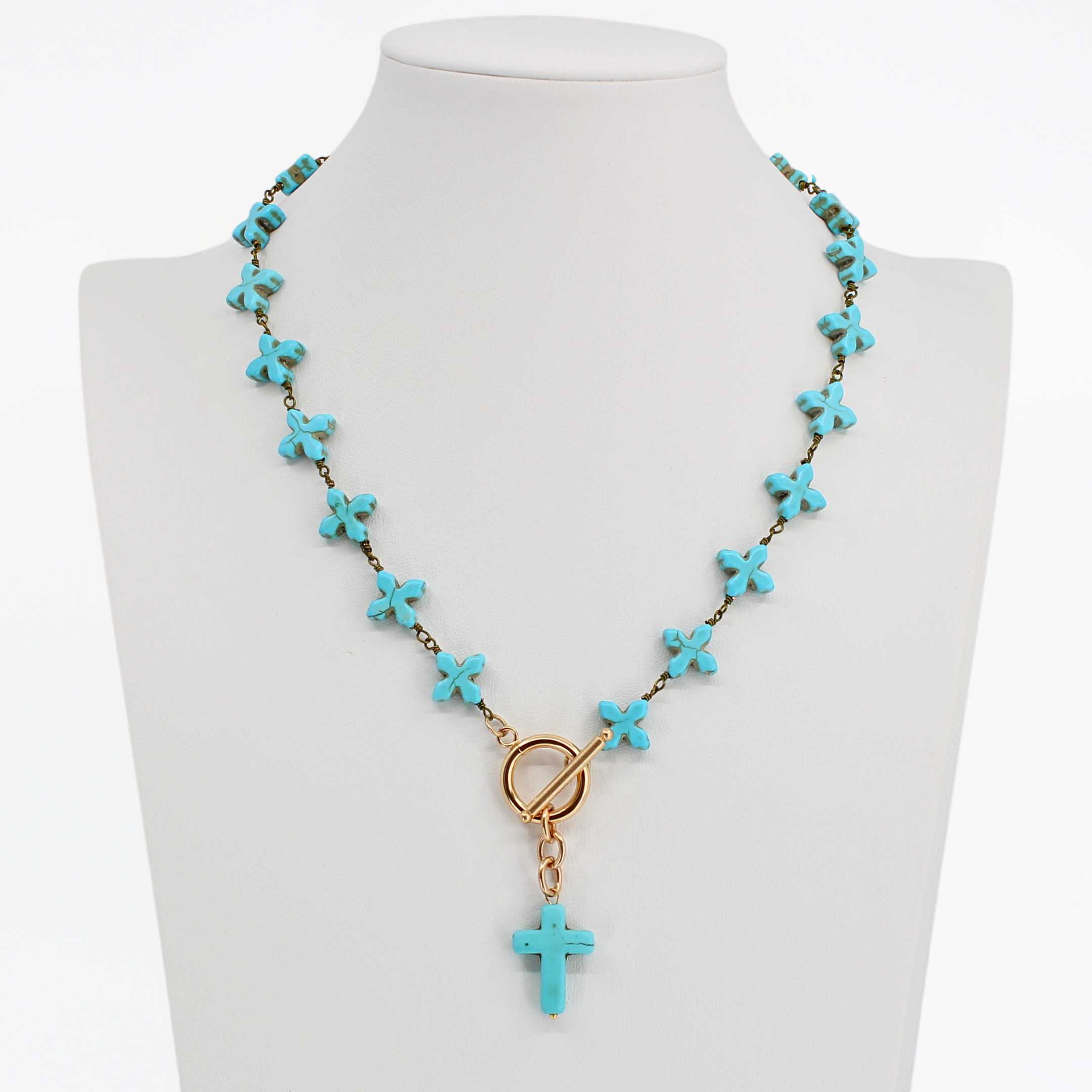 Howlite Cross Rosary Choker Limited Edition Necklace – Katia Designs