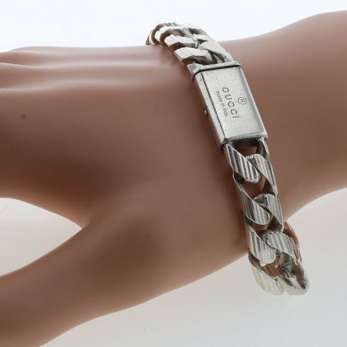 グッチ ブレスレット プレート 喜平チェーン シルバー925 メンズ GUCCI