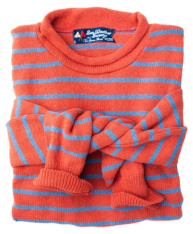 KJP Men's Harrison Cotton Rollneck Sweater in Red and Blue Stripe