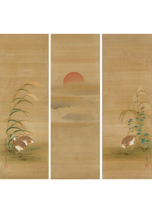 土佐光起 旭日鶉 三幅対 | 古美術瀬戸