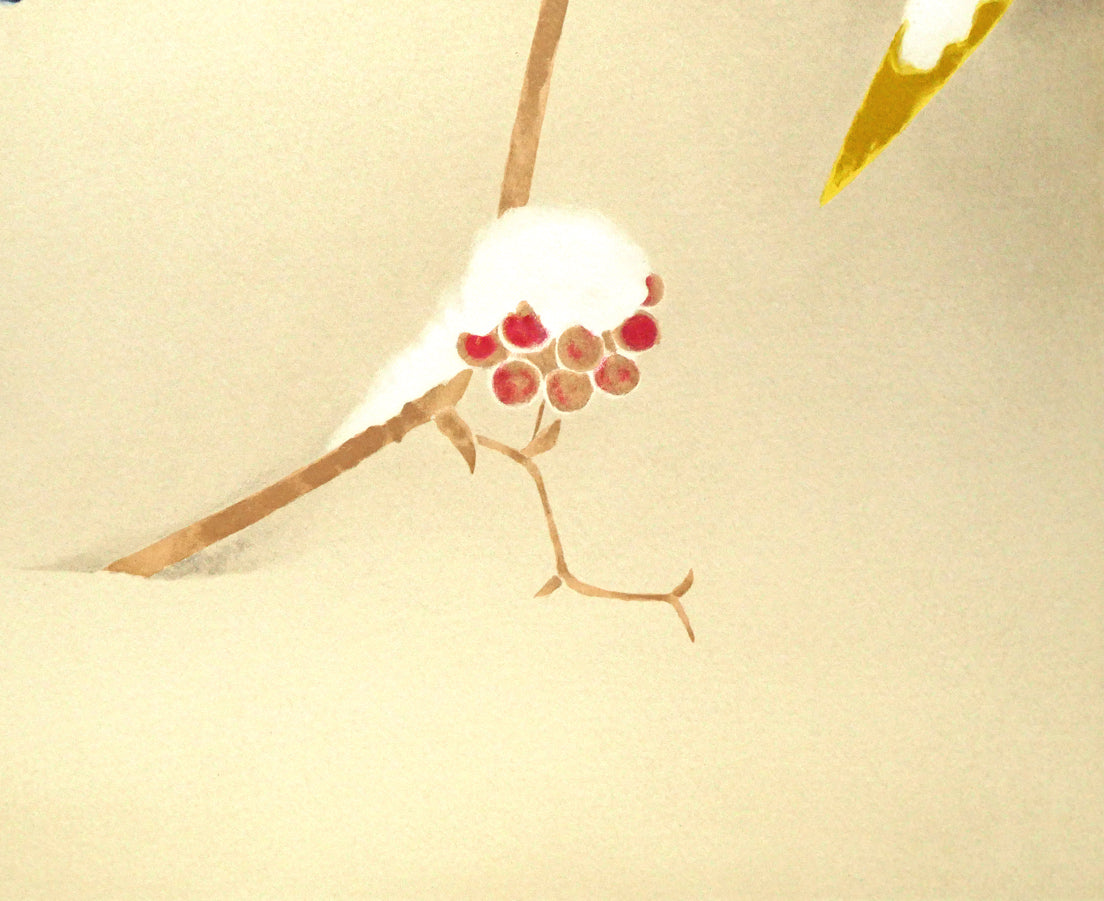 上村淳之「雪中小禽」リトグラフ 絵画買取・販売の小竹美術