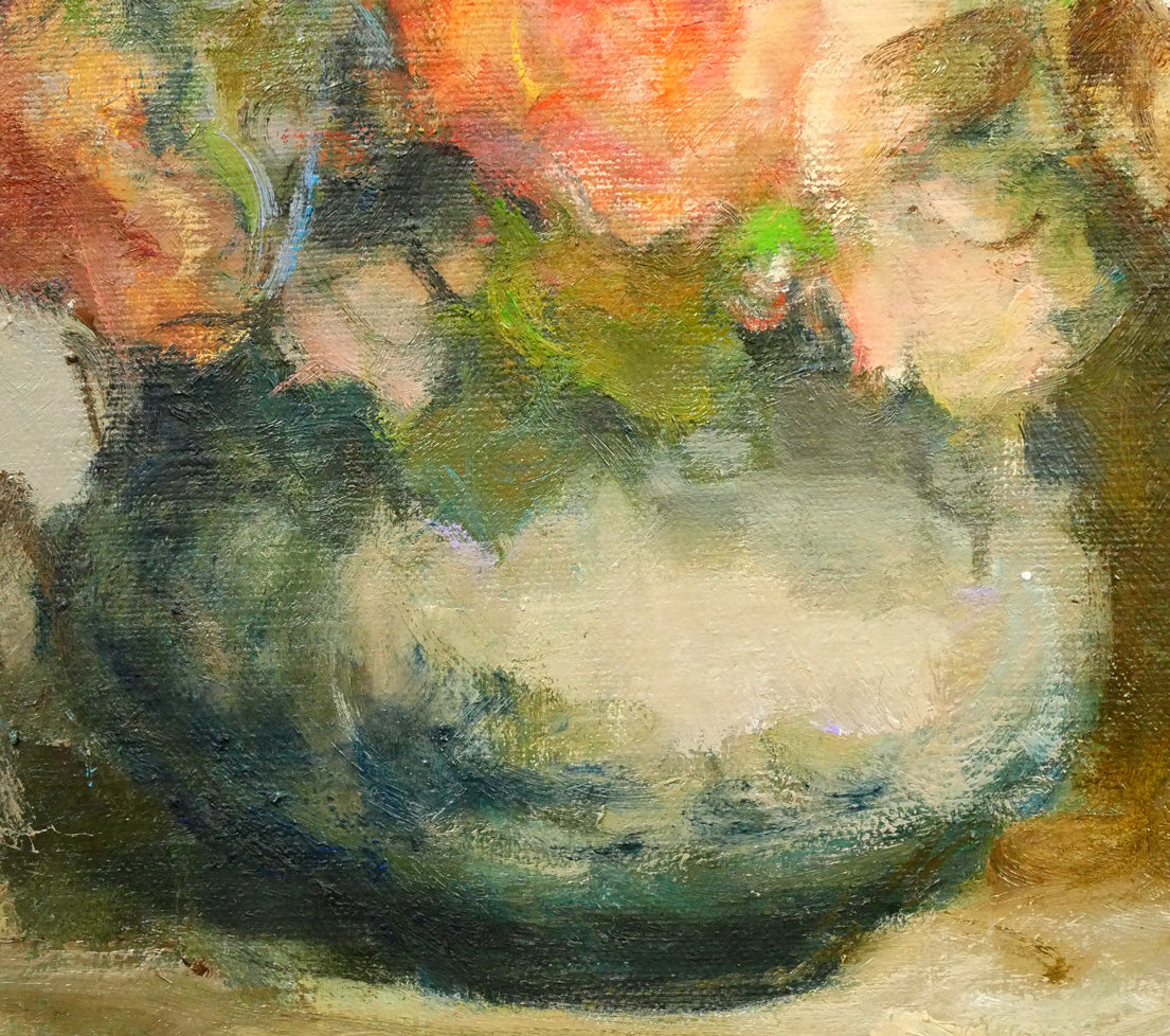 山崎翠祥「薔薇」油絵・F6号 絵画買取・販売の小竹美術