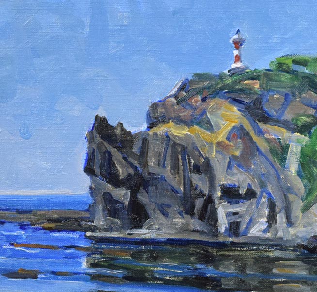 伊藤正「本目灯台（島牧）」油絵・F8号 絵画買取・販売の小竹美術