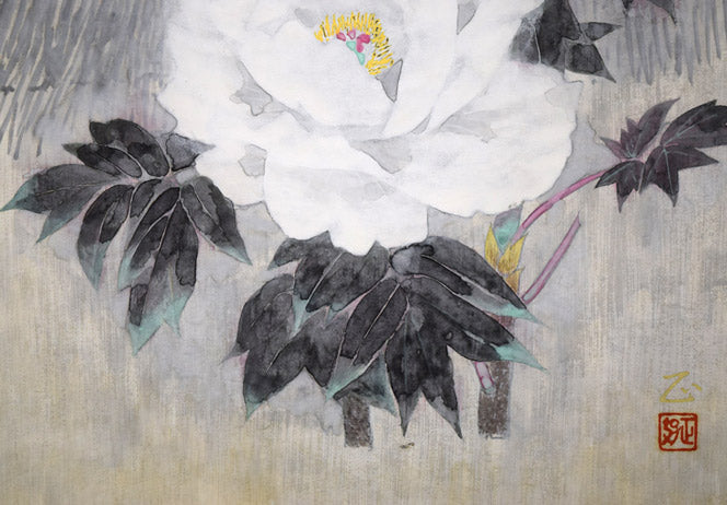 黒澤正「冬牡丹」日本画・8号 絵画買取・販売の小竹美術