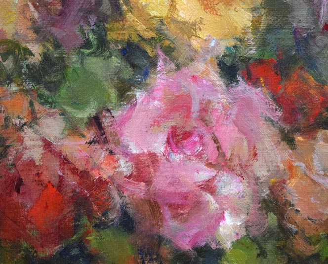 山崎翠祥「薔薇（金縁）」油絵・F4号 絵画買取・販売の小竹美術