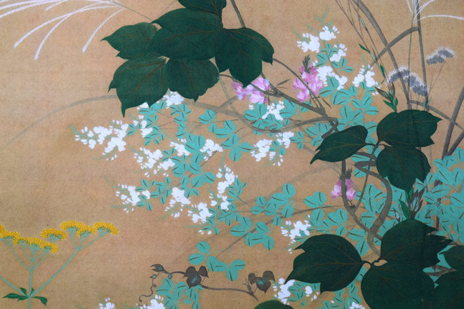 掛軸-1744 酒井抱一 七草図 印刷工芸作品 掛軸-1744 酒井抱一 七草図