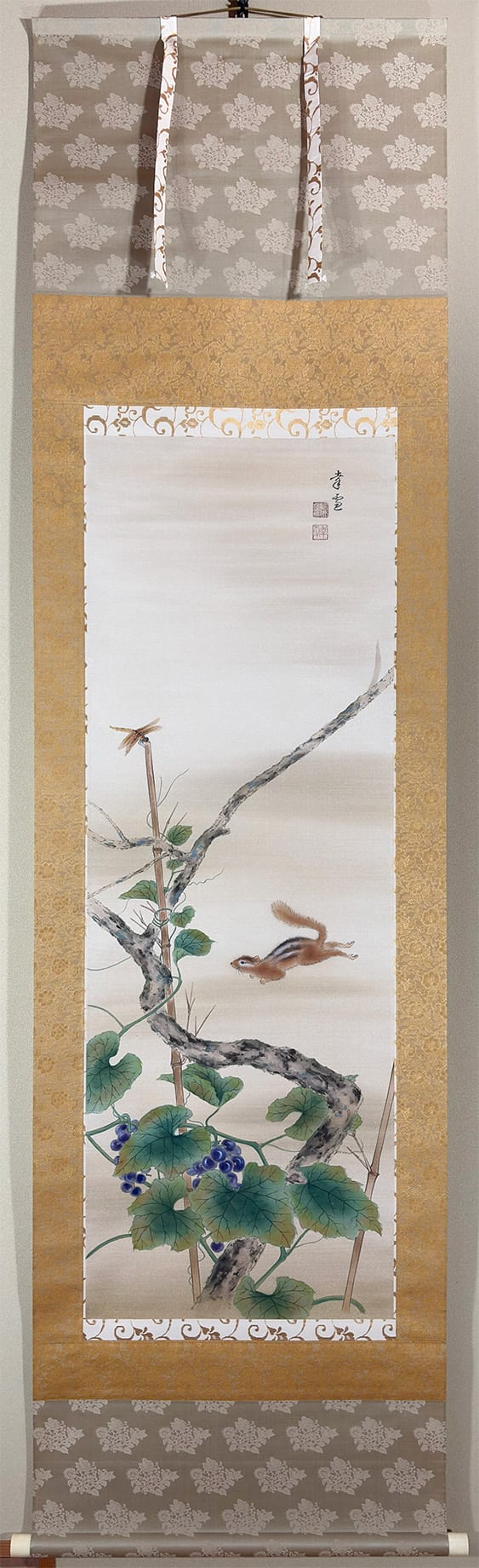 葡萄に栗鼠（ぶどうにりす）｜新・古美術 高美堂（こうびどう）｜掛軸