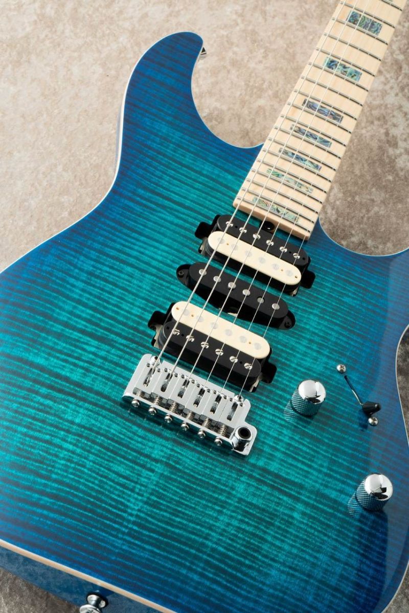 DST Pro 24 Flame Maple w/Avalon Block Inlay -Centura Blue