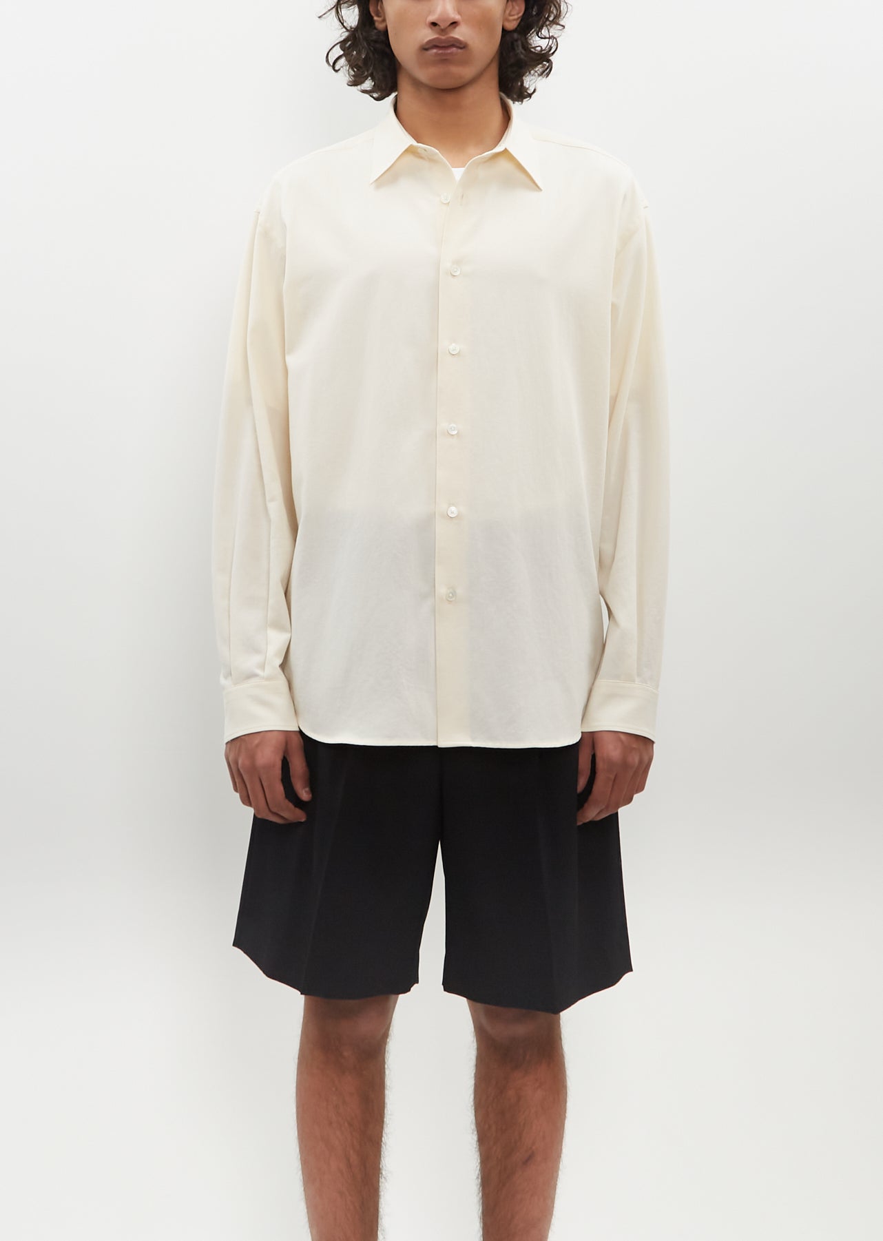 Hard Twist Cotton Silk Viyella Shirt — Ivory – La Garçonne