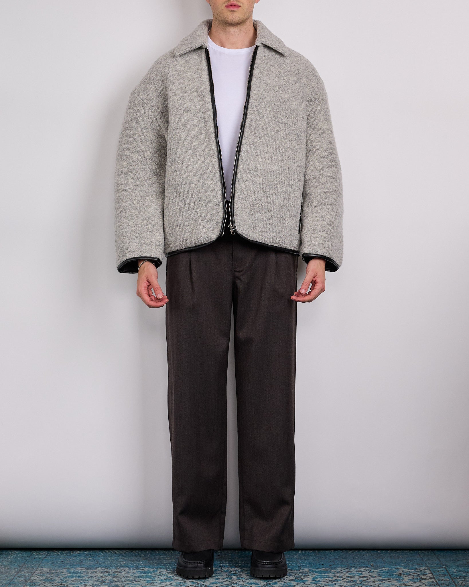 JW Anderson Contrast Trim Casual Jacket Grey Melange – LESS 17