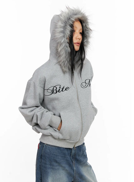 Oversized Fur Zip-Up Hoodie CO529 - Acubi style | LEWKIN
