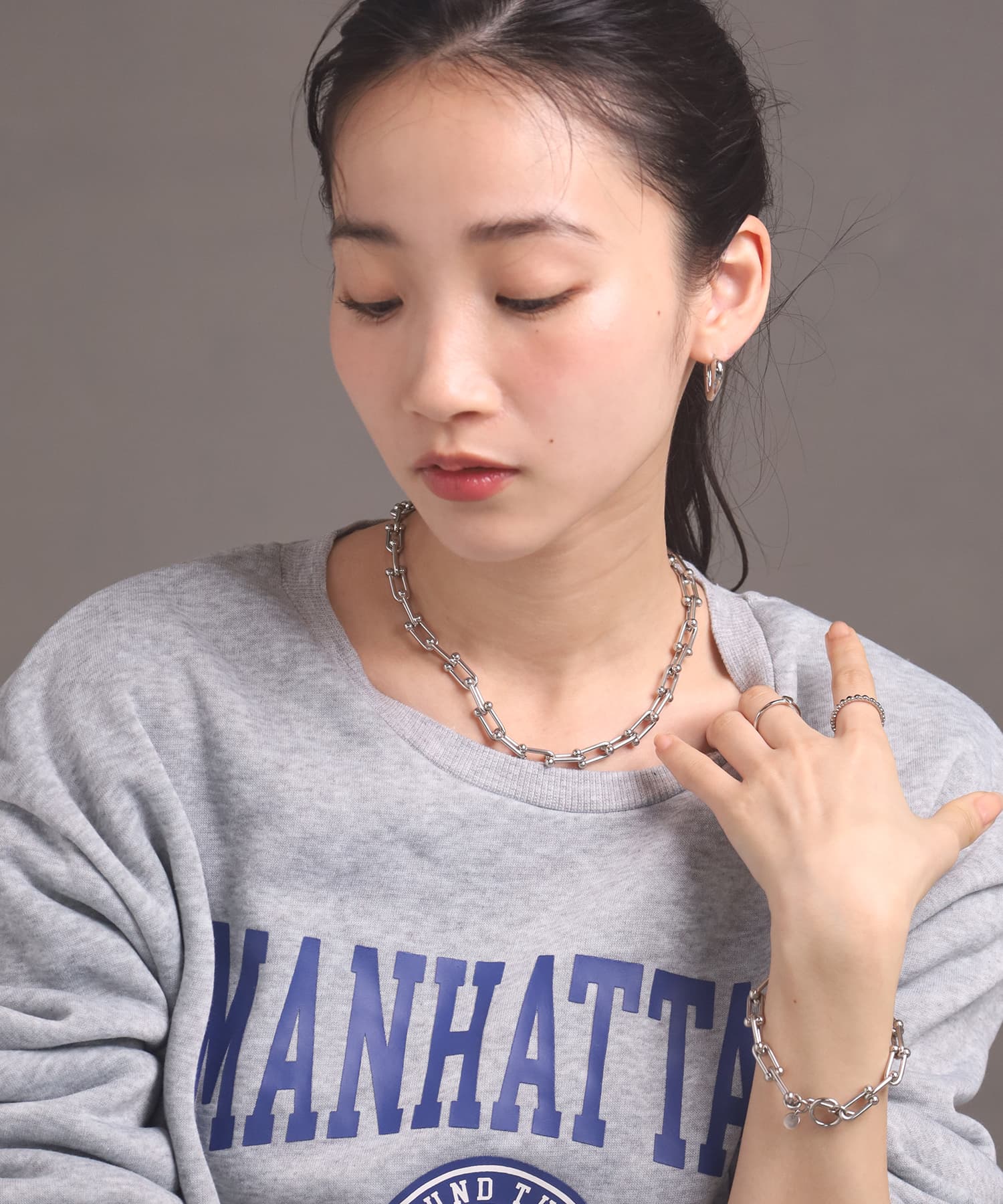 Moment”リンクホースシューチェーンブレスレット/シルバー/サージカル