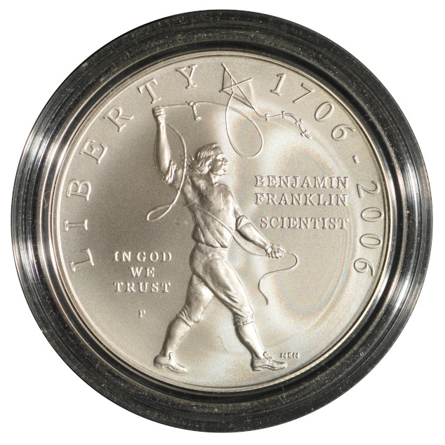 2006-P Benjamin Franklin Tercentenary Scientist Silver Dollar, Ch
