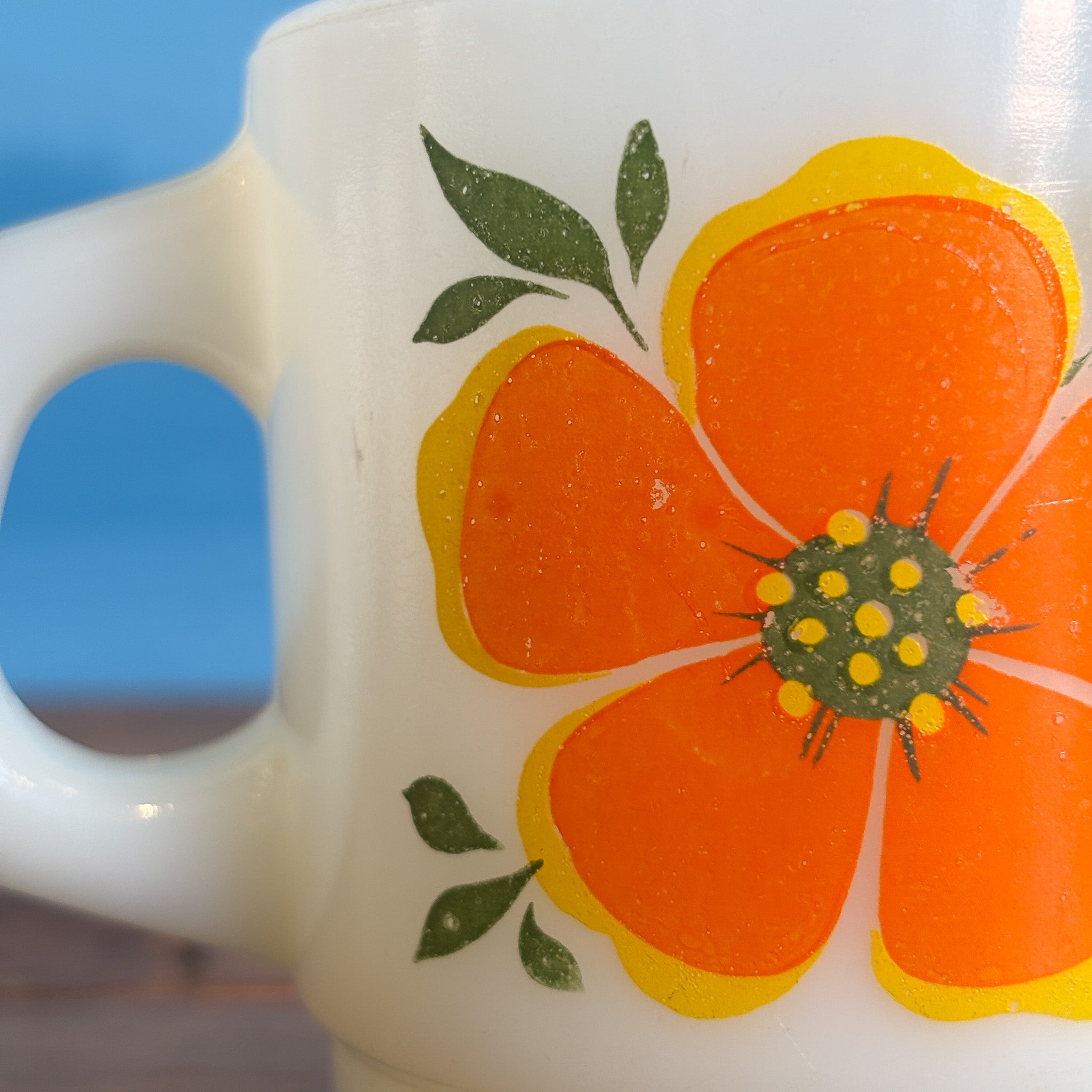 Vintage Fire King Anchor Hocking Flowers Stackable Mugs – Little