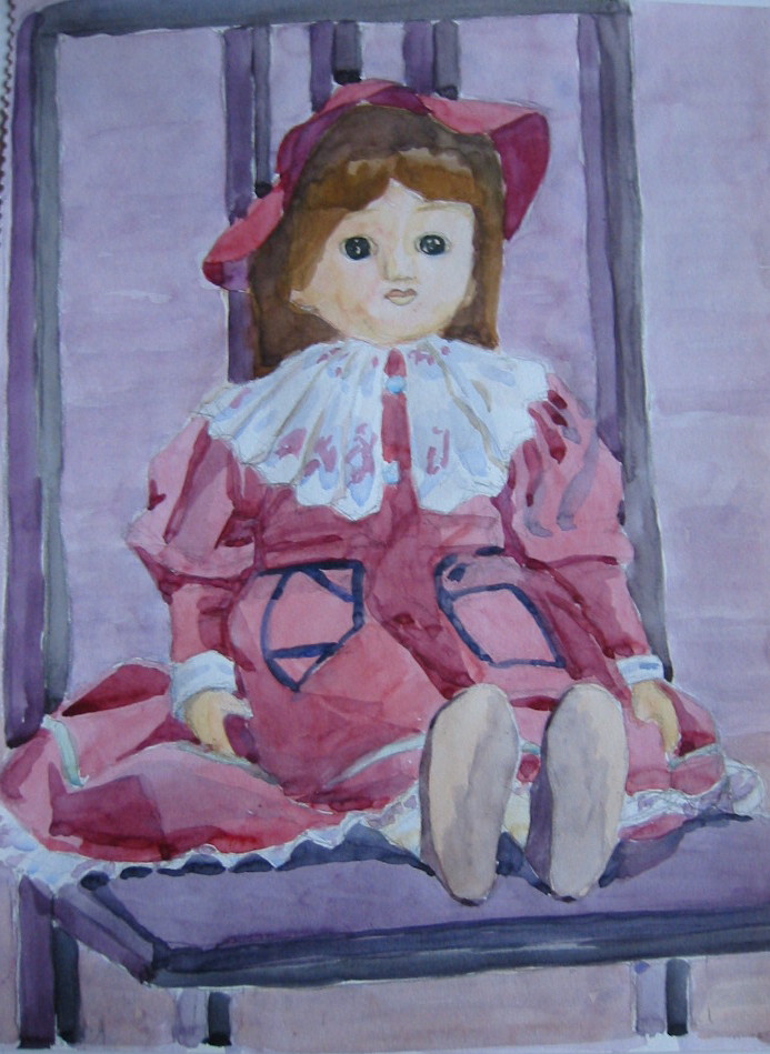 お人形のかわいらしさを出す工夫 : 水彩画やパステル画でスケッチを描こう