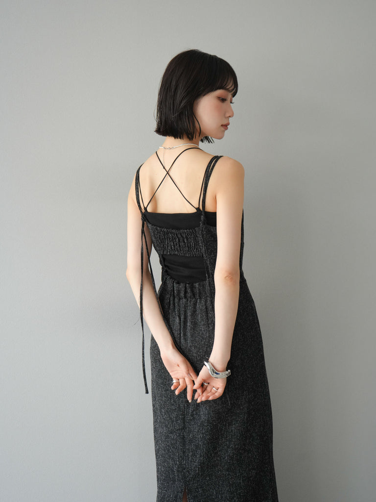 予約]サマーツイードバックオープンキャミワンピース/ブラック – Lumier