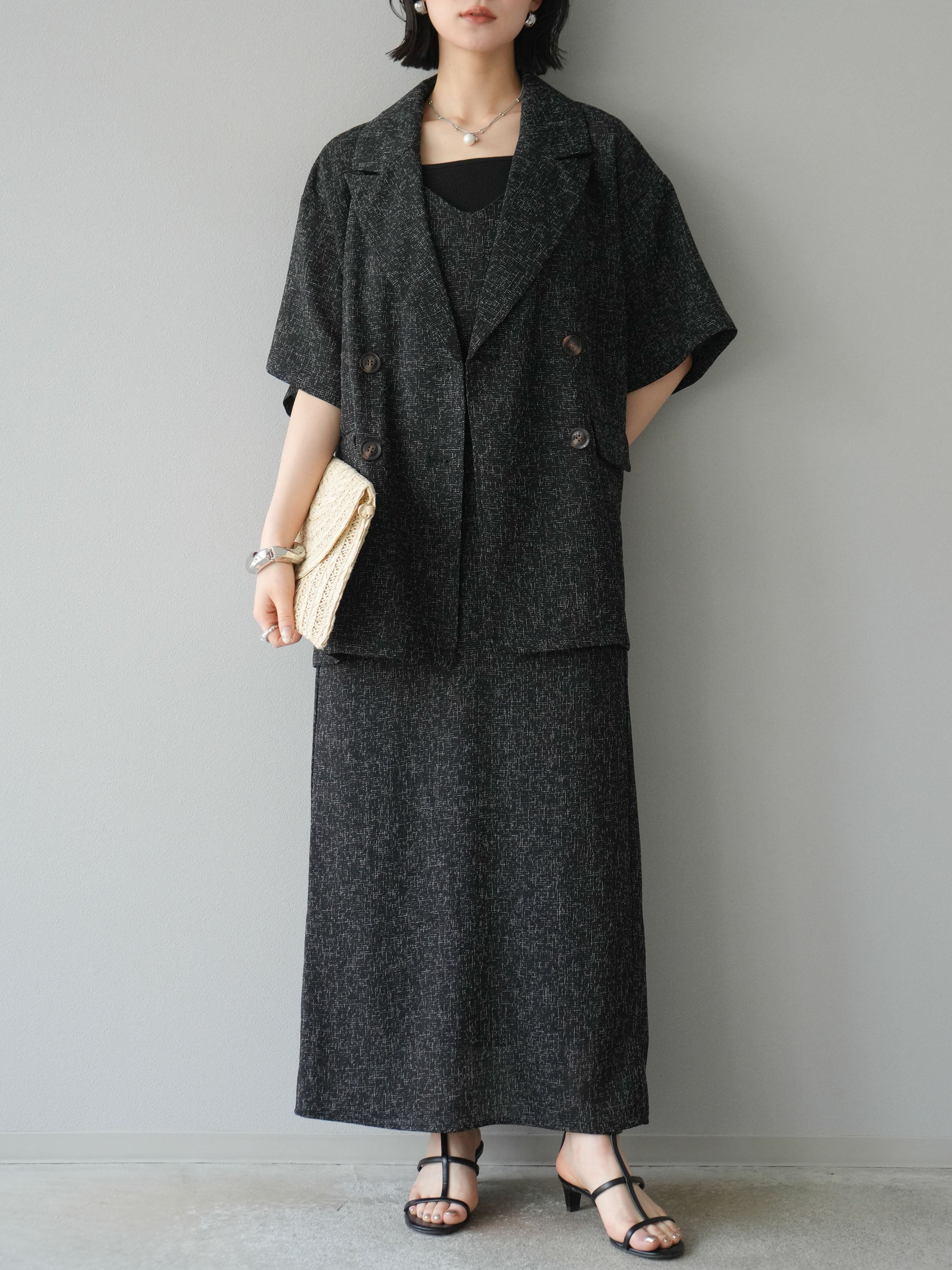 予約]サマーツイードバックオープンキャミワンピース/ブラック – Lumier