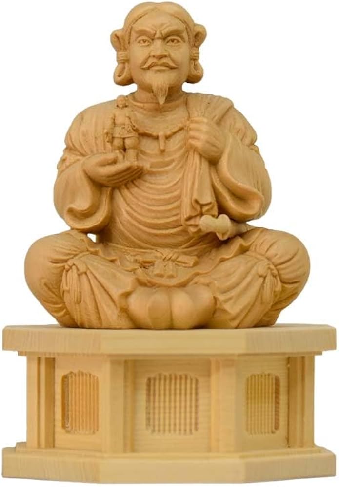 Amazon｜海宇工芸(kaiu art) 木彫神像│桧木製 大国主命×八角台座 総高